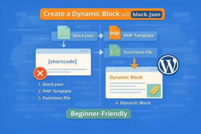 Create a Dynamic Block with block.json (Beginner-Friendly)